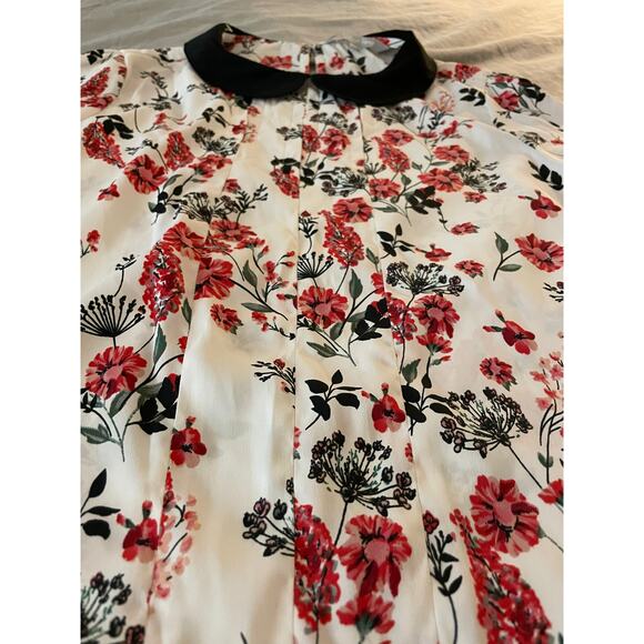 Red Herring SZ 14 Floral Short Sleeve Blouse - Picture 6 of 7